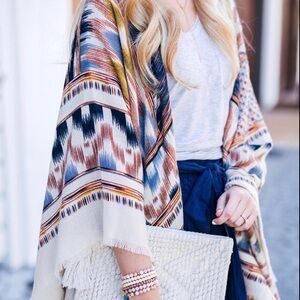 Sole Society Boho Wrap Multicoulor Oversized Soft Festival Scarf Shawl Fringe